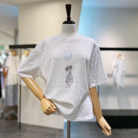 도그 프린팅 반팔 티셔츠