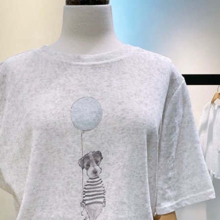 도그 프린팅 반팔 티셔츠