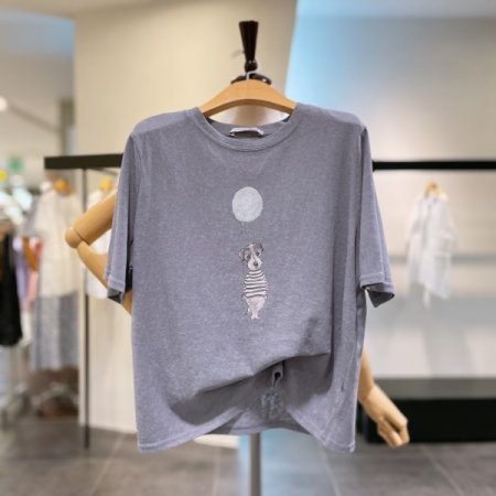 도그 프린팅 반팔 티셔츠