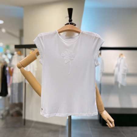 자수 크루넥 티셔츠