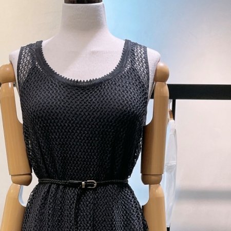 그물 민소매 레이어드 원피스