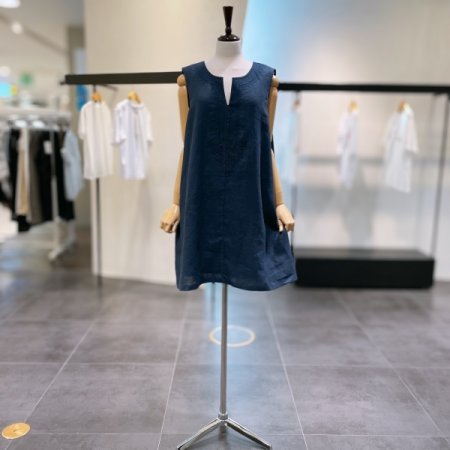 슬리브 리스 린넨 원피스