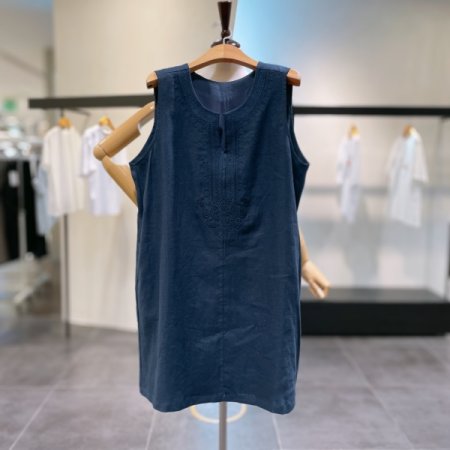 슬리브 리스 린넨 원피스