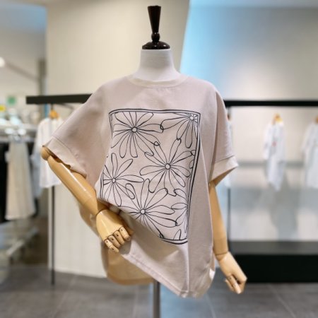 네모 나염 반팔 티셔츠