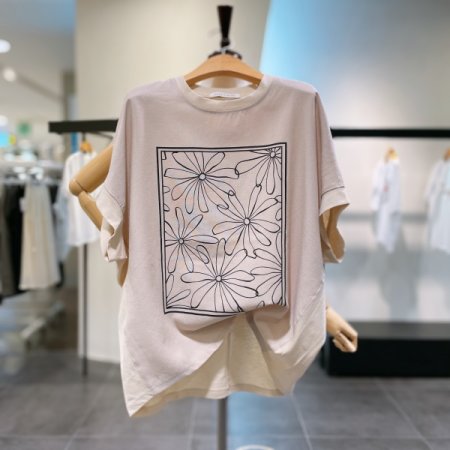 네모 나염 반팔 티셔츠