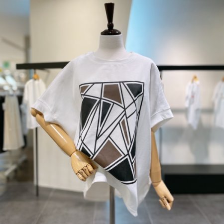 네모 나염 반팔 티셔츠