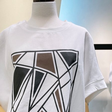 네모 나염 반팔 티셔츠