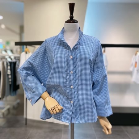 코튼 핀 체크 셔츠