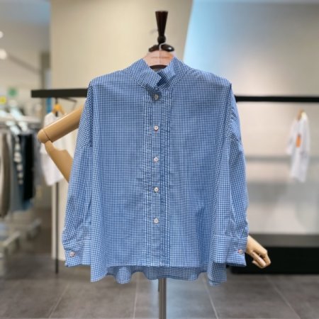 체크 9부 소매 셔츠