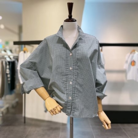 체크 9부 소매 셔츠