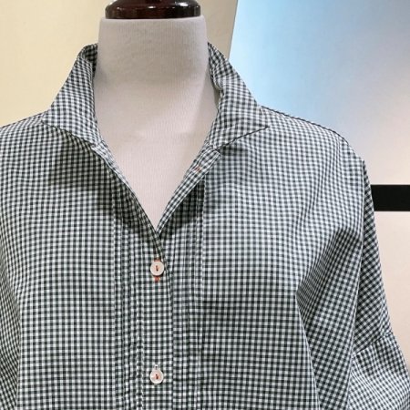 체크 9부 소매 셔츠