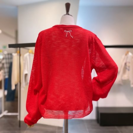 리본 긴팔 가디건