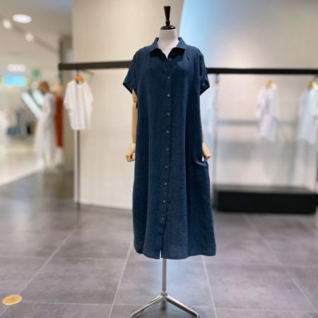 린넨 롱 셔츠 원피스