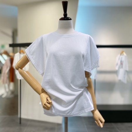 이중 소매 프릴 티셔츠