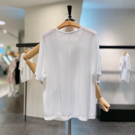 린넨 골지 5부 티셔츠