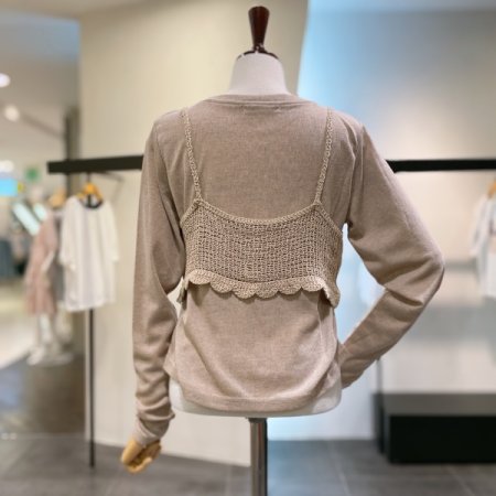 레이어드 조끼 티셔츠 세트