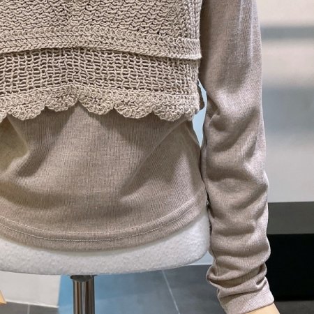 레이어드 조끼 티셔츠 세트