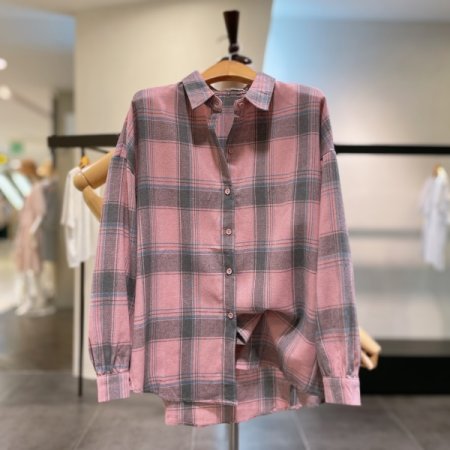 체크 볼륨 셔츠