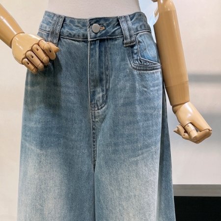 워싱 와이드 데님 팬츠