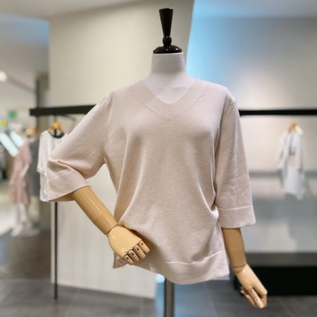 사이드 슬릿 브이 니트