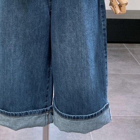 스트레이트 롤업 데님 팬츠