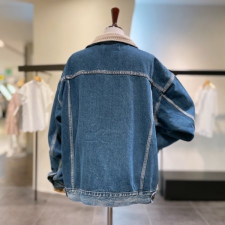 배색 카라 데님 자켓