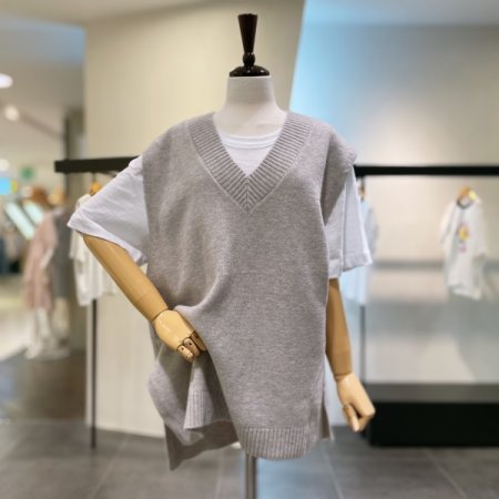 브이넥 박시 조끼