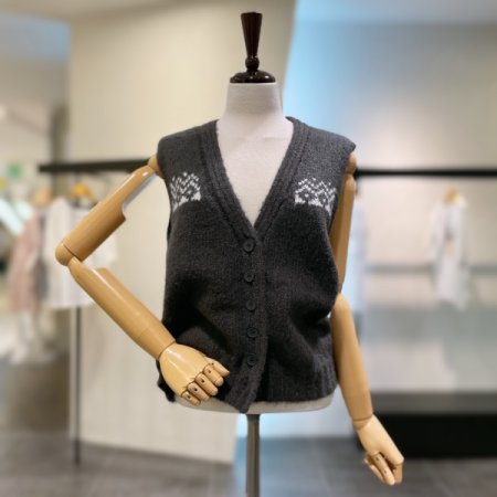 패턴 니트 조끼