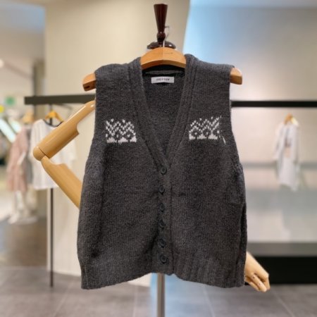 패턴 니트 조끼