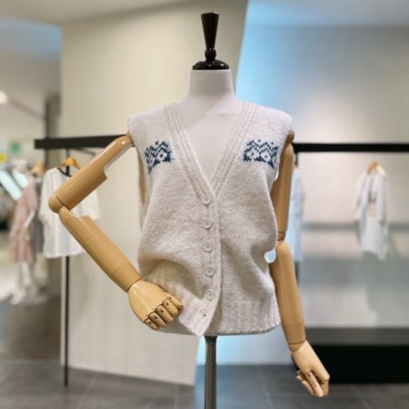 패턴 니트 조끼