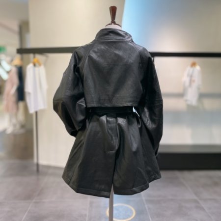 페이크 레더 롱 자켓