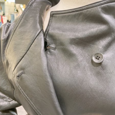 페이크 레더 롱 자켓