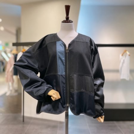 배색 블럭 야상 점퍼