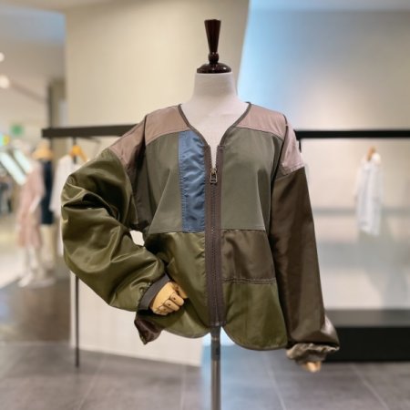 배색 블럭 야상 점퍼