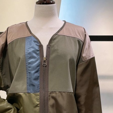 배색 블럭 야상 점퍼