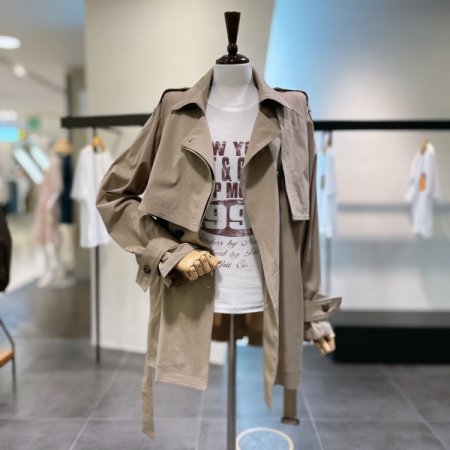 더블 하프 트렌치 코트