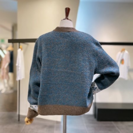 보카시 배색 가디건