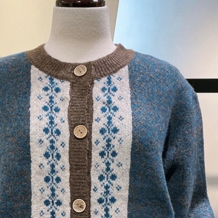 보카시 배색 가디건