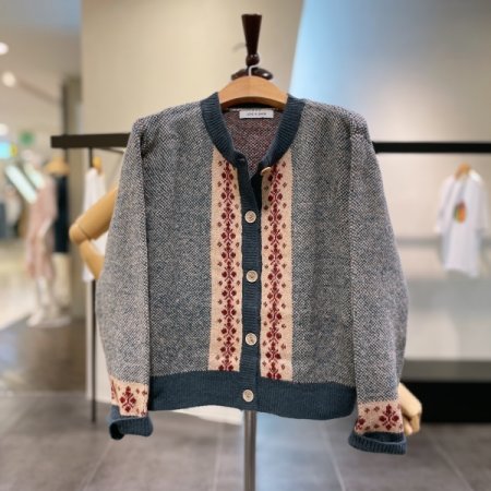 보카시 배색 가디건