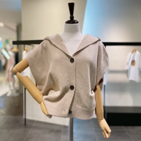 니트 후드 조끼