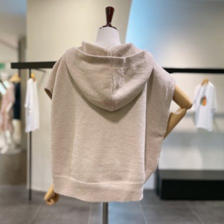 니트 후드 조끼