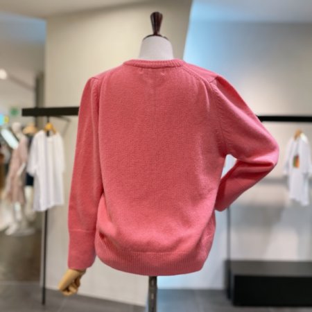 크루넥 단추 니트 가디건