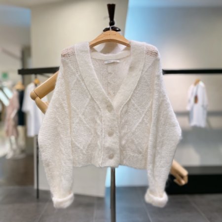 브러쉬 울 크롭 가디건