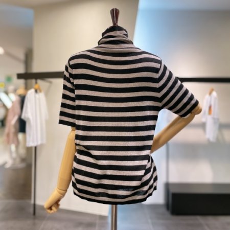 단가라 반팔 니트