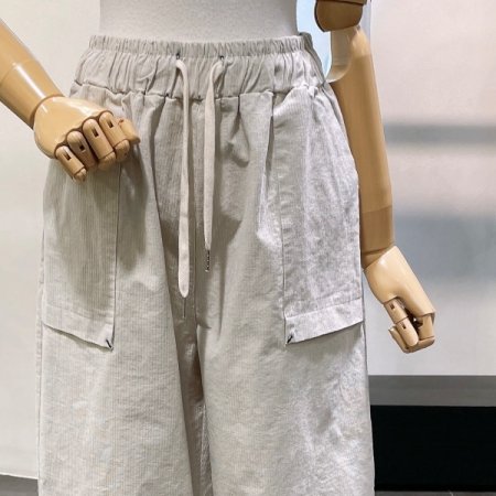 배색 스트링 스판 팬츠