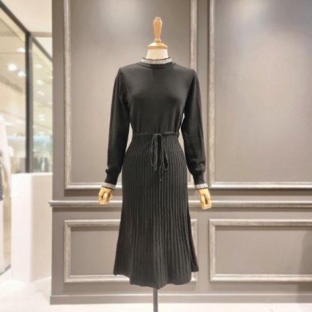 슬림 주름 니트 원피스