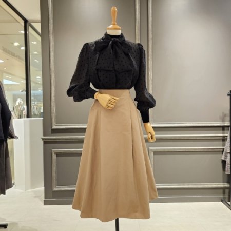 도트 리본 블라우스