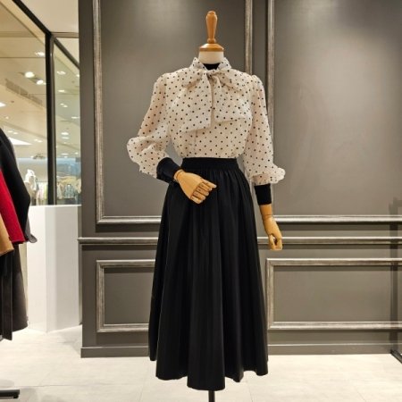 도트 리본 블라우스