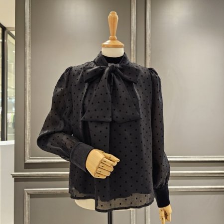 도트 리본 블라우스