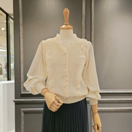 시스루 소매 니트